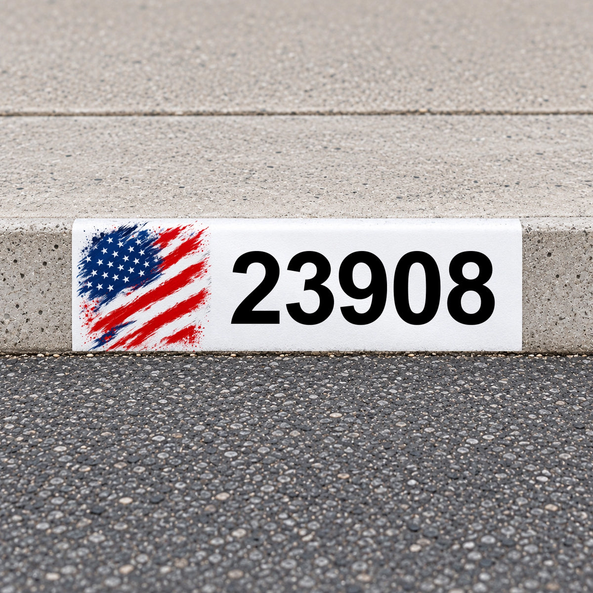 Custom American Flag Reflective Curb Address Decal