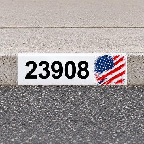 Custom American Flag Reflective Curb Address Decal