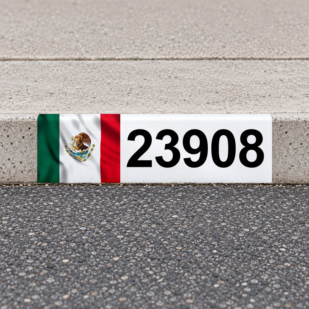 Custom Mexican Flag Reflective Curb Address Decal