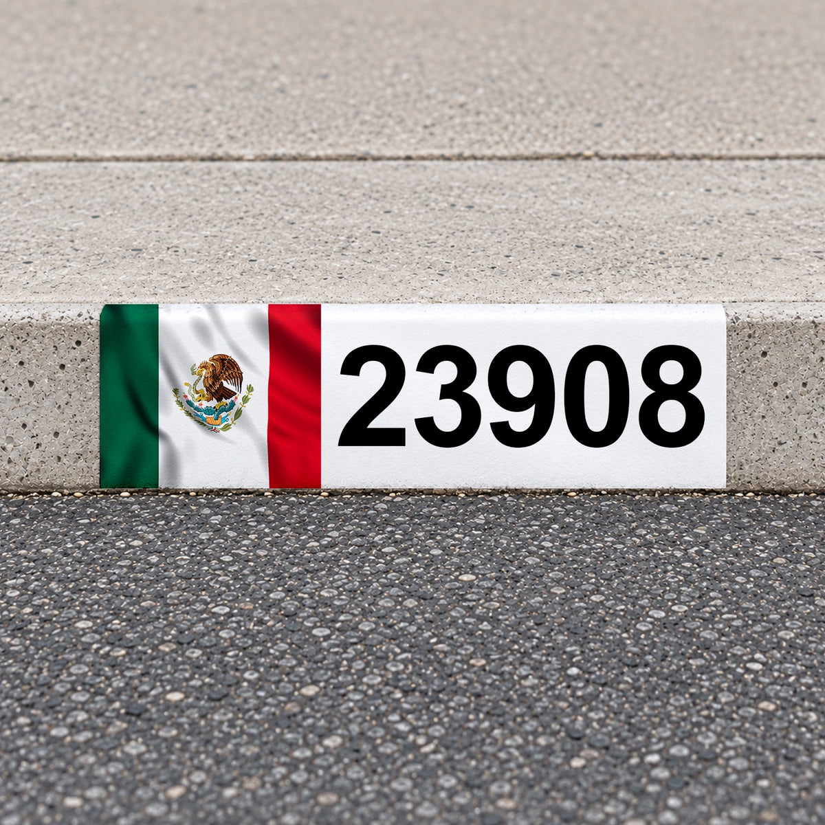 Custom Mexican Flag Reflective Curb Address Decal
