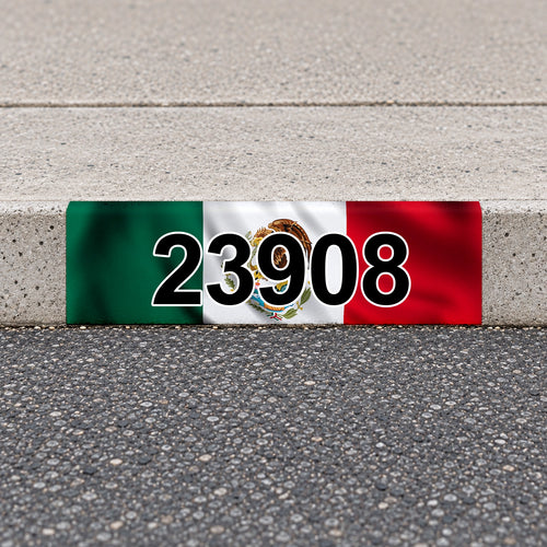 Custom Mexican Flag Reflective Curb Address Decal
