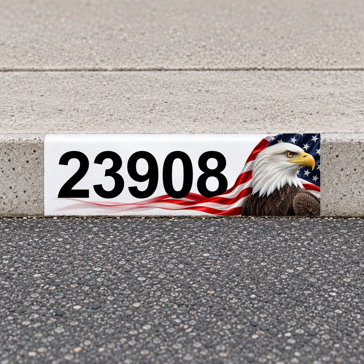 Custom American Flag Reflective Curb Address Decal