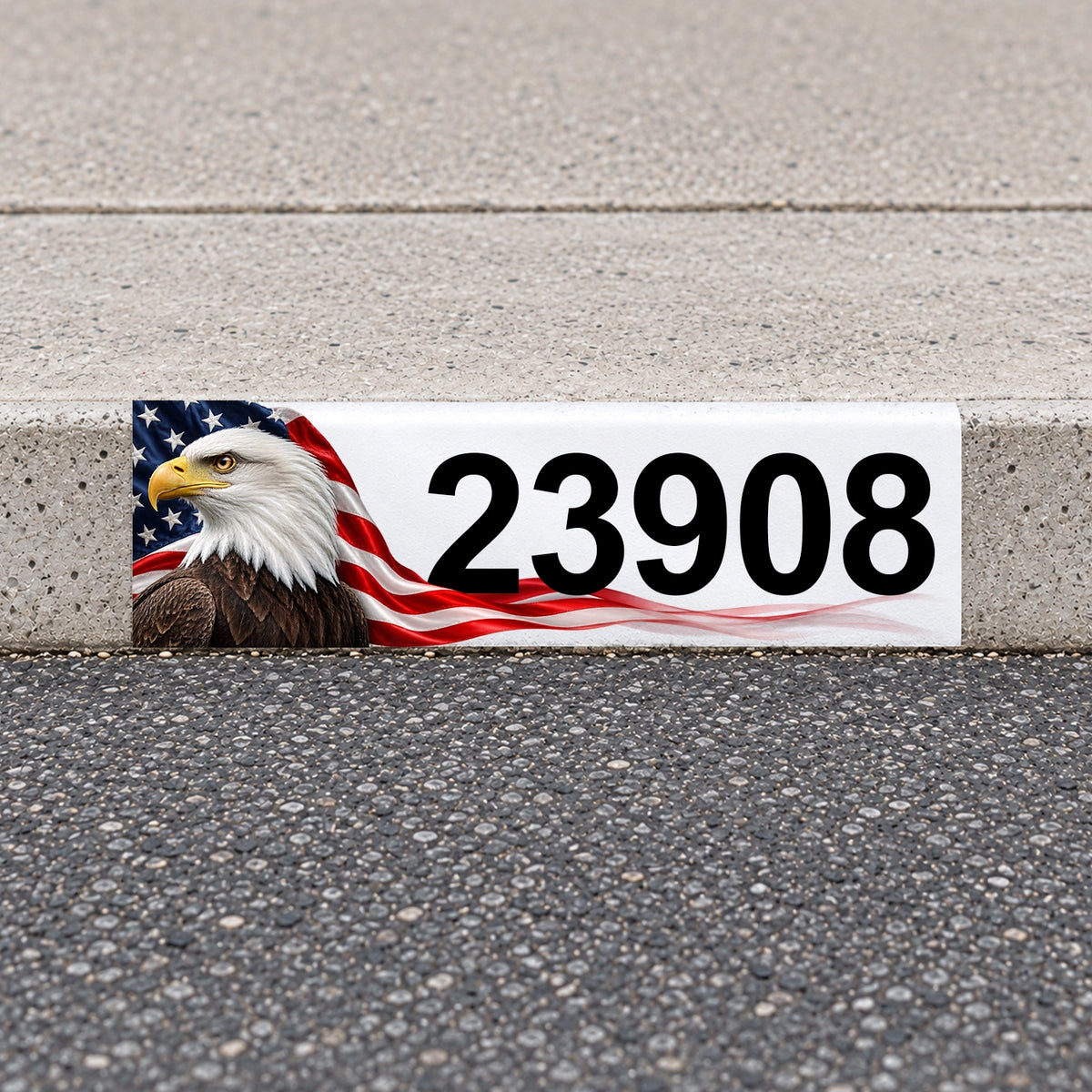 Custom American Flag Reflective Curb Address Decal