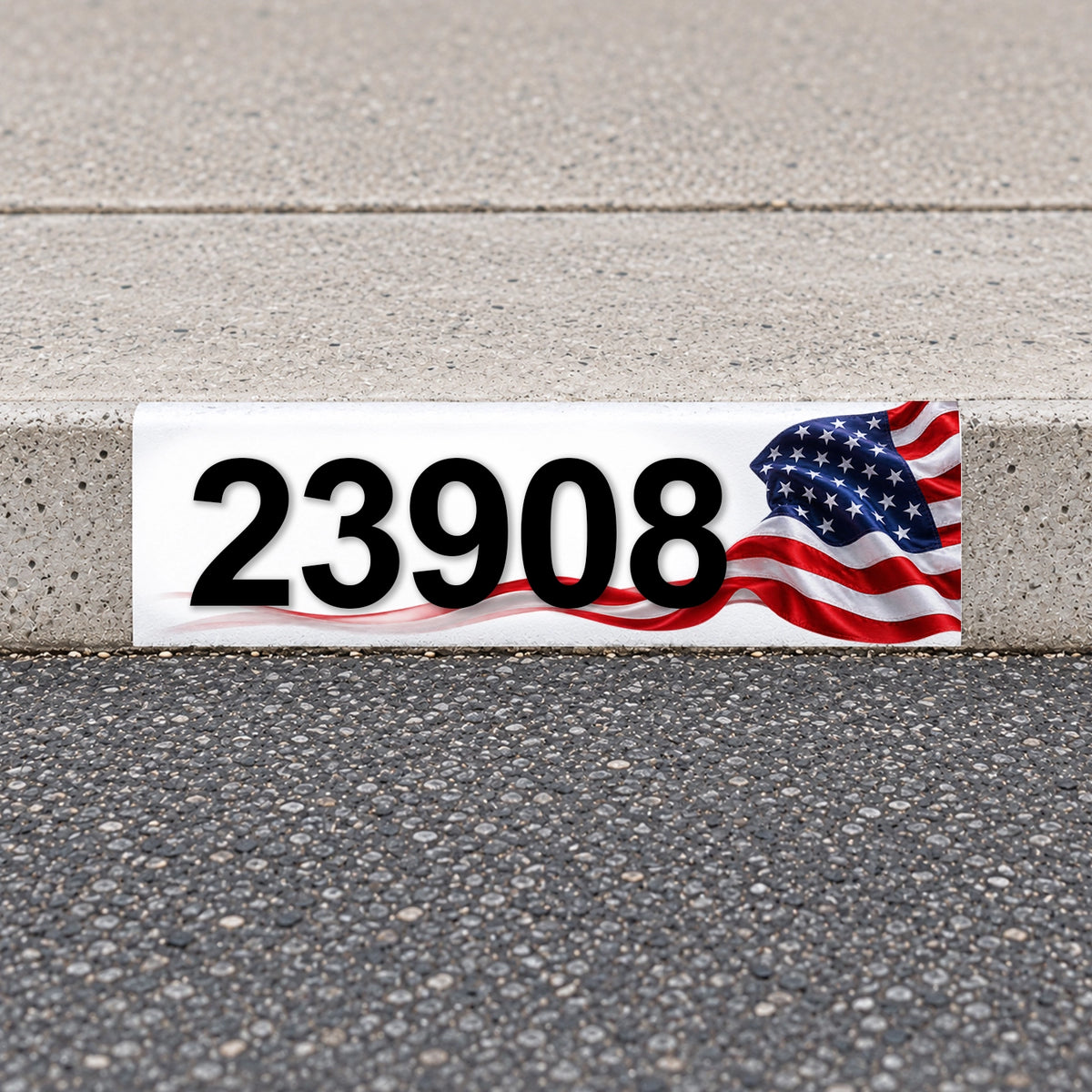 Custom American Flag Reflective Curb Address Decal