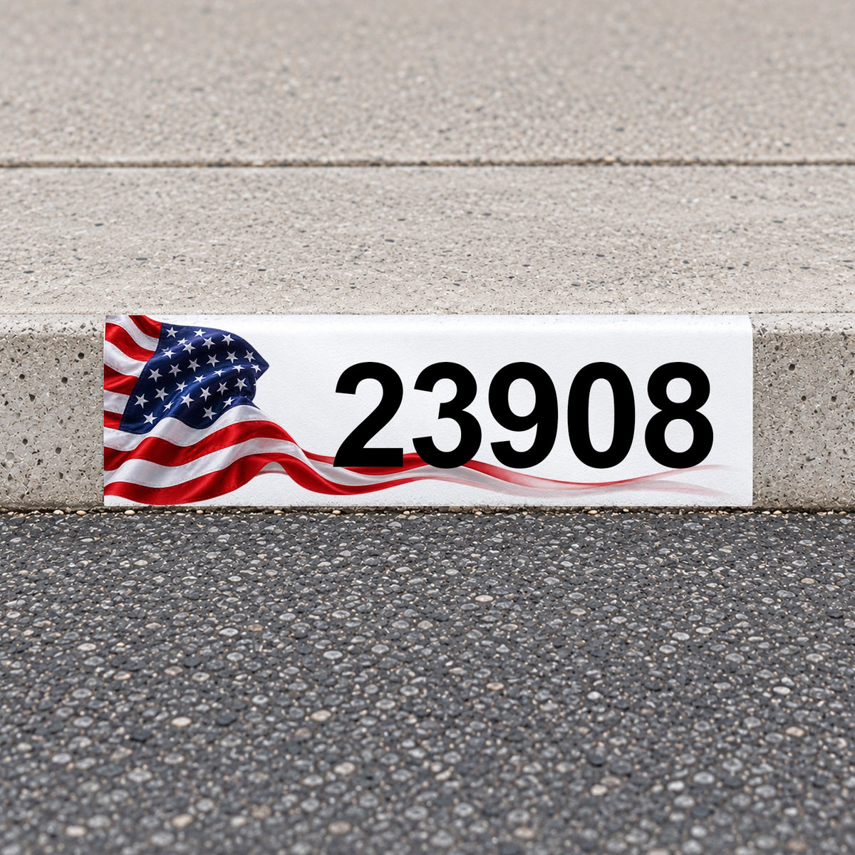 Custom American Flag Reflective Curb Address Decal